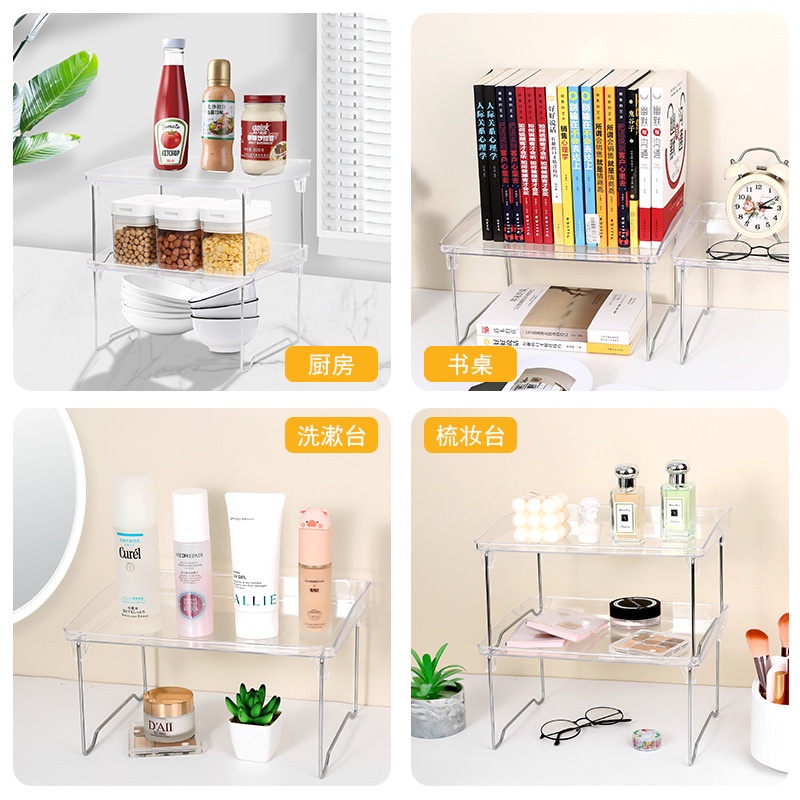 Kệ Đựng Mỹ Phẩm, Bút Viết, Đồ Cá Nhân Trong Suốt Để Bàn Gấp Gọn Đa Năng