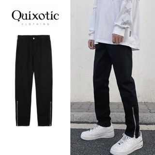 Quần jean zipper streetwear vải denim cao cấp Quixotic