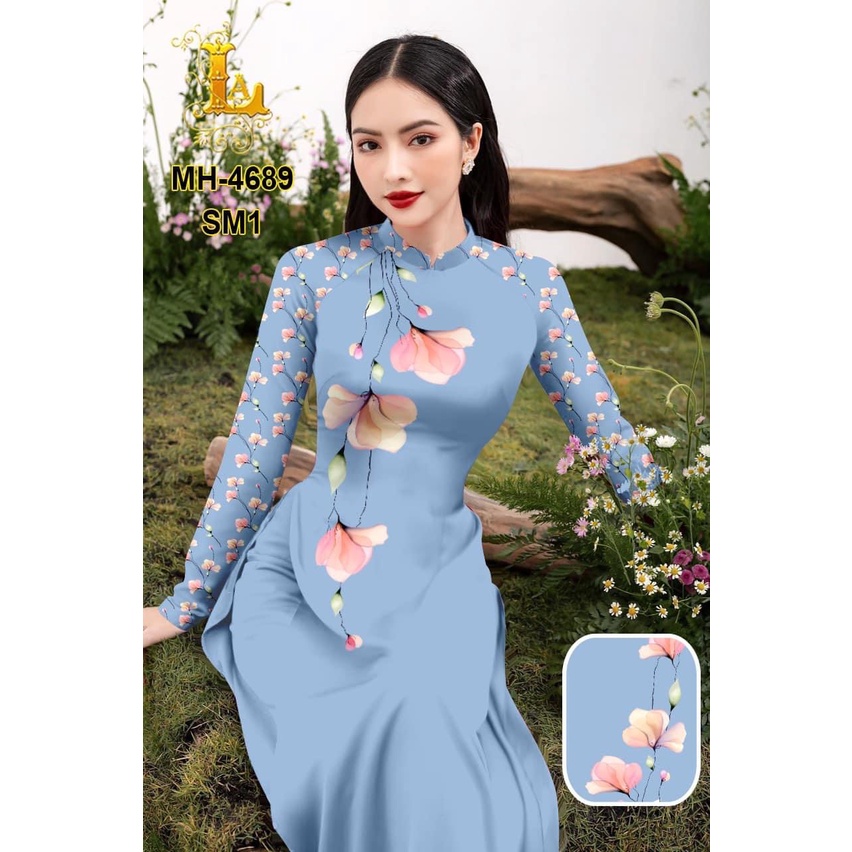 Vải may áo dài hoa vai xinh, mẫu trẻ trung siêu xinh (vải nguyên bộ)