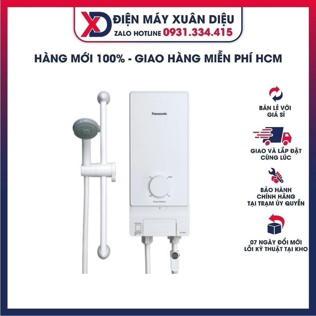 Máy nước nóng trực tiếp Panasonic 4500W DH-4MP1VW ,Bơm trợ lực vận hành siêu êm,Vòi sen 3 chế độ,Cảm biến lưu lượng nước