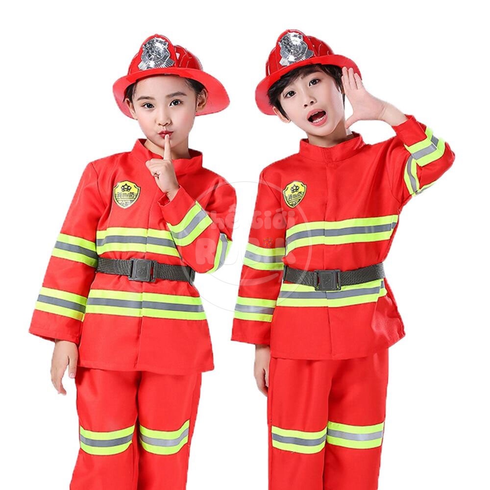 Bộ Quần Áo Cứu Hỏa Cho Bé Trai Và Bé Gái, Trang Phục Hóa Trang Nghề Nghiệp Kèm Cho Trẻ Em Kèm Phụ Kiện
