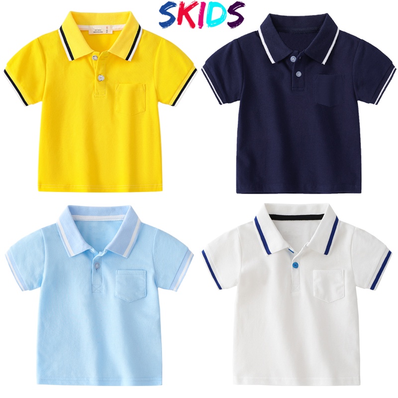 Áo thun polo cho bé trai cộc tay chất cotton cá sấu cho trẻ em 2 đến 8 tuổi SKIDS