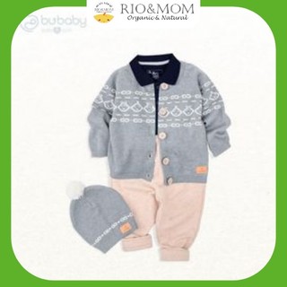 Bubaby áo cardigan len cổ tròn mềm mại cho bé trai, bé gái