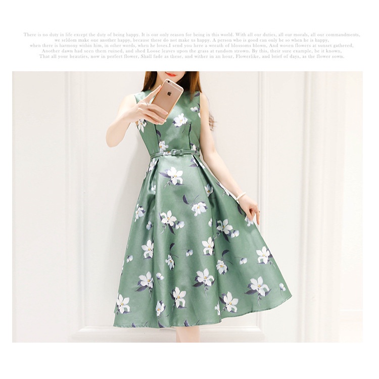 Đầm Dáng Chữ A Không Tay Họa Tiết Hoa Phong Cách Hàn Quốc Thời Trang Mùa Hè Mới Cho Nữ