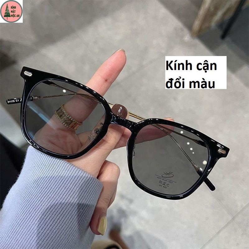 (C13) Kính cận đổi màu từ 0 đến 4 độ MOCAN kính gọng vuông GM gọng kim loại mảnh 2023 gọng kính đẹp