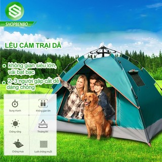 SP91 Lều cắm trại dã ngoại câu ca du lich cao cấp tự động bật mở 2- 3 người gập cất dễ dàng chống nước bền bỉ