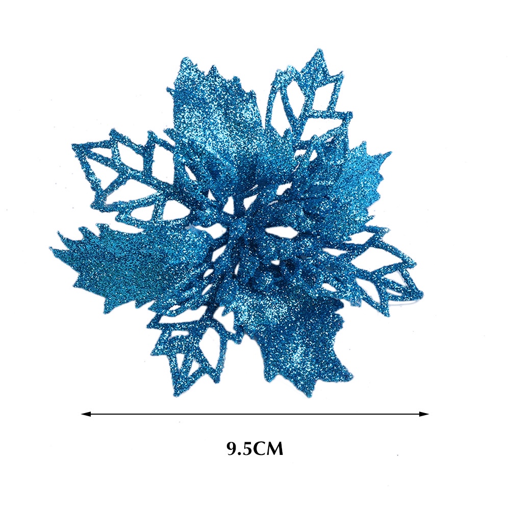 Set 5 Bông Hoa Nhân Tạo Lấp Lánh Trang Trí Giáng Sinh / Năm Mới