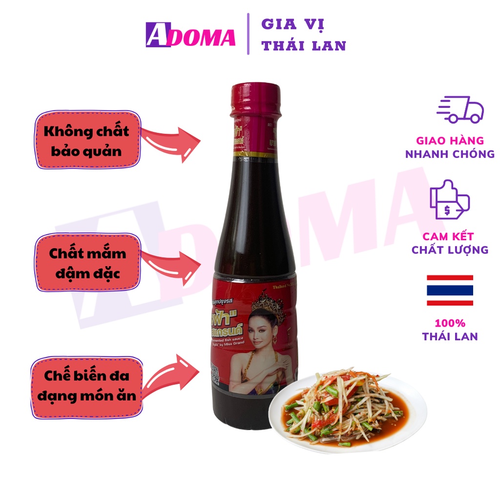 Mắm cá lên men, trộn gỏi đu đủ Thái gỏi somtum, salad cay, hải sản tôm sống hoa hậu Engfa by Miss Grand chai 400ml
