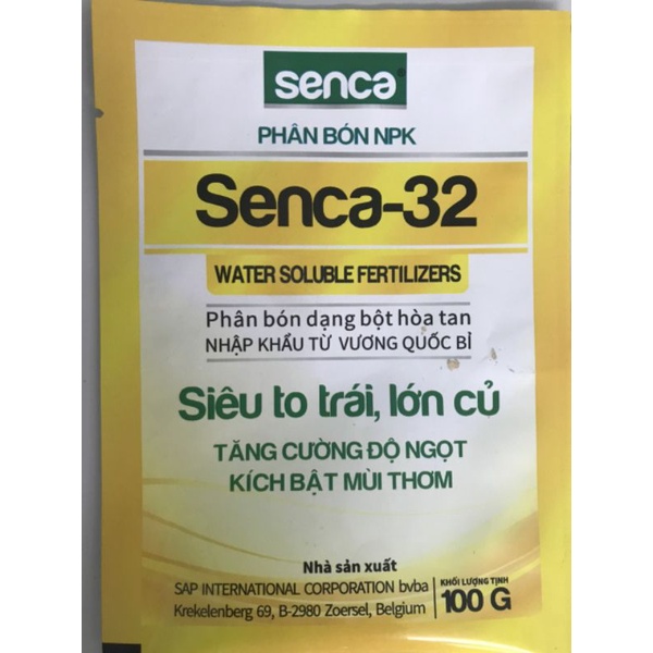 Phân bón Senca 32 ( to trái, lớn củ, tăng độ ngọt gói 100gam và 25gam)