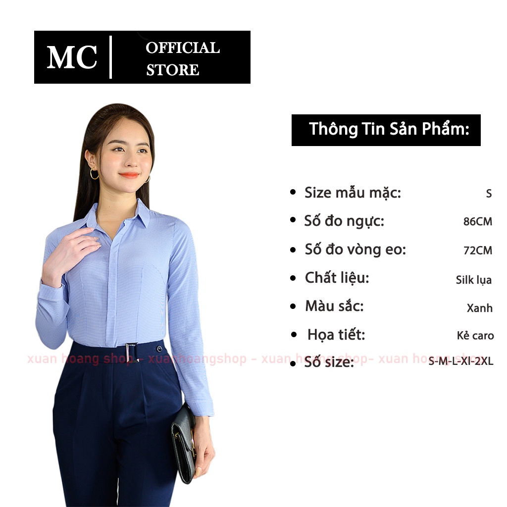 Áo Sơ Mi Nữ Công Sở Dài Tay Kẻ Caro Đẹp Mc Fashion A683