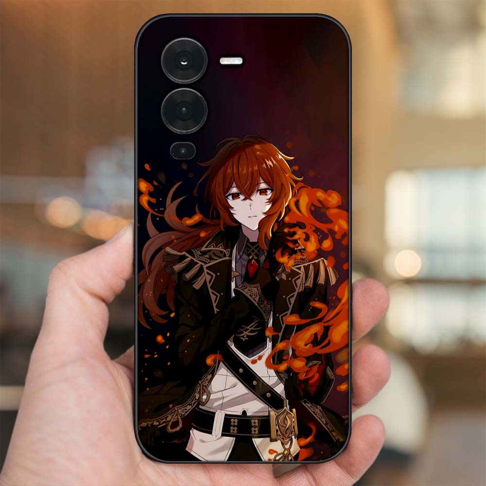 Ốp lưng Vivo V25 Pro viền đen in hình Diluc Genshin Impact
