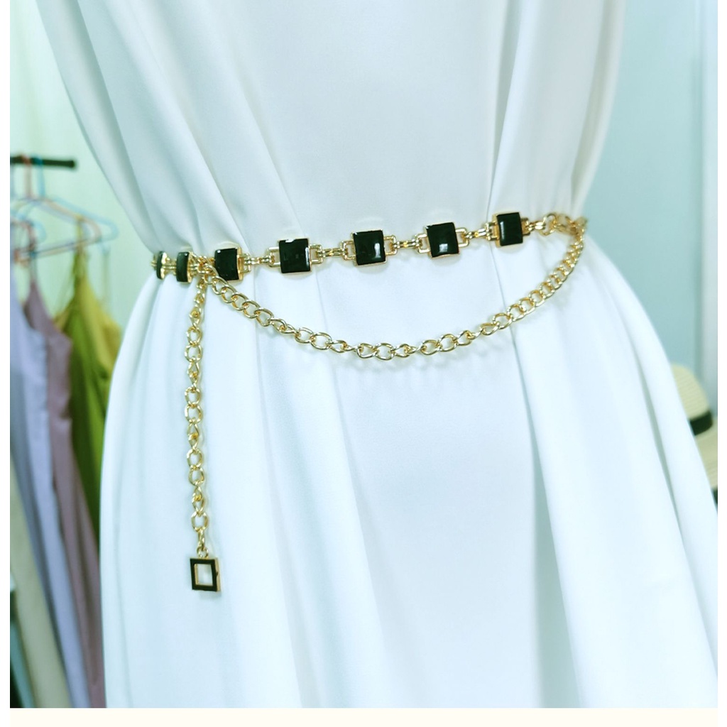 Đai váy Belt Xích 2 mặt Hình vuông cao cấp