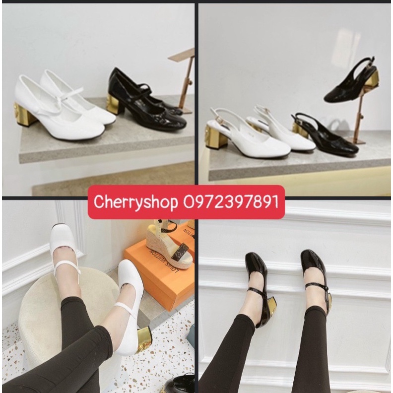 sandal giầy d.G gót mạ mũi tròn 5cm