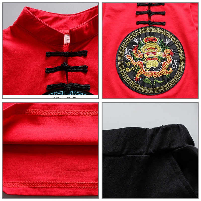 CATIMINI Set Áo Thun Ngắn Tay Và Quần short Phong Cách Trung Hoa Thời Trang Mùa Hè Cho Bé Trai Và Gái