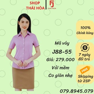 Chân váy Thái Hòa chất vải đẹp giãn nhẹ màu nâu J88-55