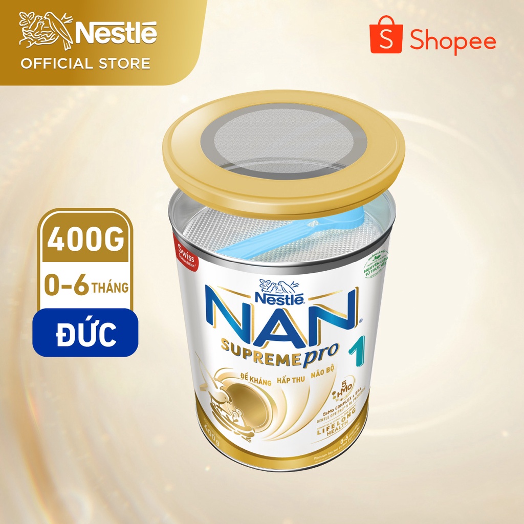 Sữa Bột Nestlé NAN SupremePro 1 lon 400g với 5HMO & đạm Gentle Optipro nhập khẩu nguyên lon từ Đức