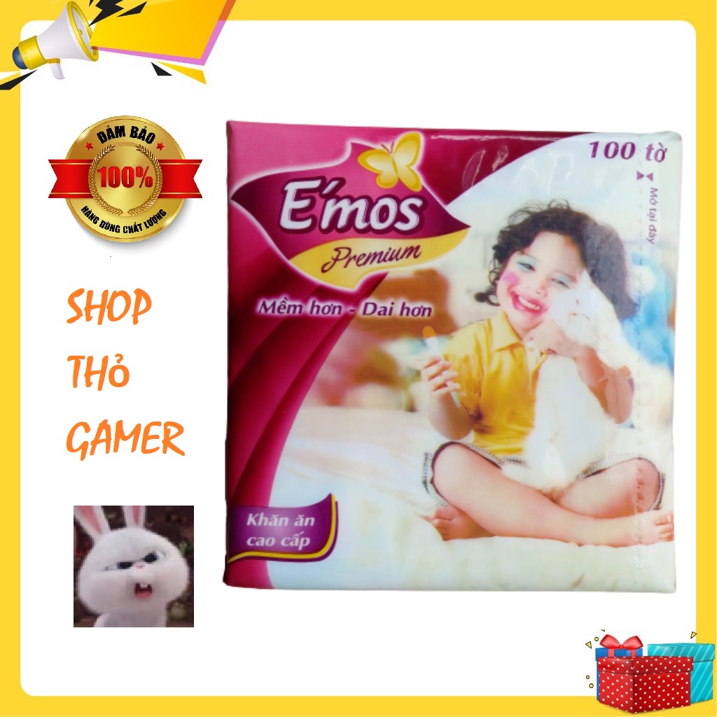 Khăn ăn cao cấp E'mos Premium 1 bịch ( 100 tờ) khăn giấy