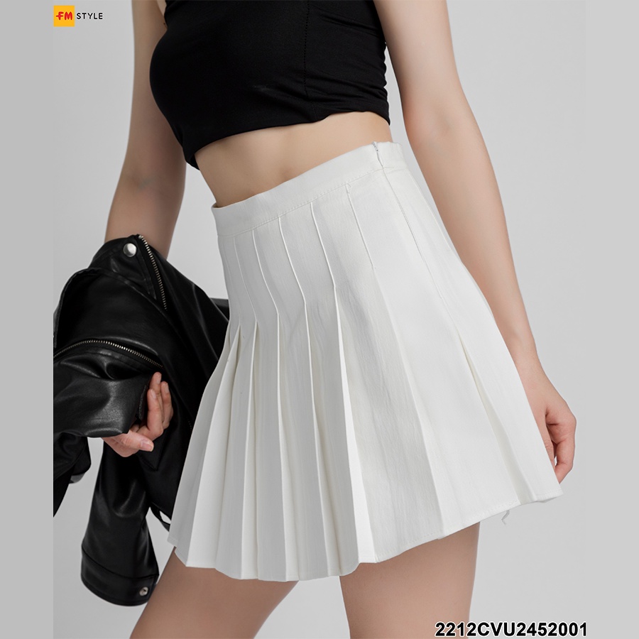 Chân váy tennis xếp ly FM Style dáng ngắn hoạ tiết trơn basic sễ phối đồ thời trang năng động 22120930