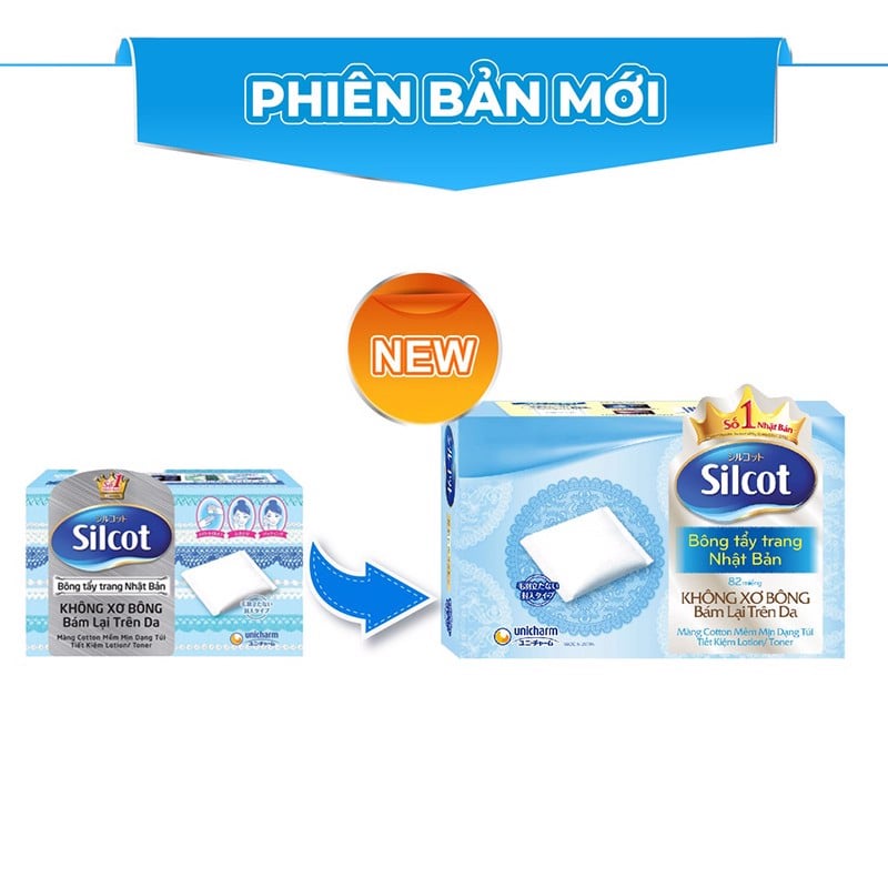 Bông Tẩy Trang Silcot Unicharm Nhật Bản Mềm Mịn, Không Bông Xù - Hộp 82 Miếng