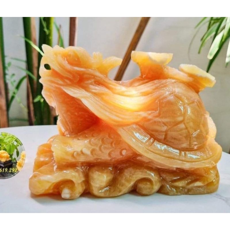 Tượng Long Quy 20cm Đá Ngọc Hoàng Long nguyên khối kích thước dài 20cm nặng 7kgl