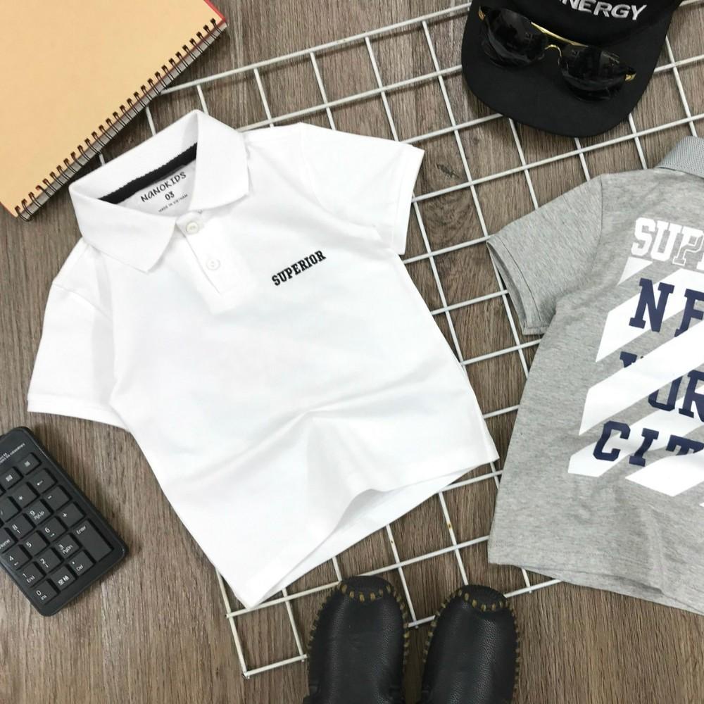 Áo thun polo bé trai thiết kế cổ trụ nano phom dáng basic cho bé đi chơi, đi học size từ 9kg tới 36kg Shushibaby