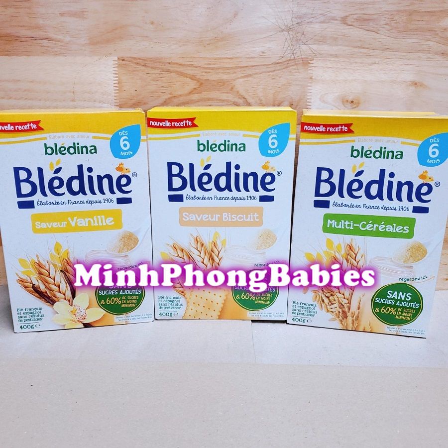 Bột lắc sữa Bledine cho bé từ 6 tháng vị ngũ cốc, bánh quy, vani