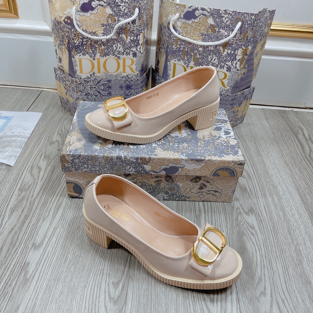 Giày bít gót đế 5cm quai ngang da bóng chất đẹp dã man fullbox