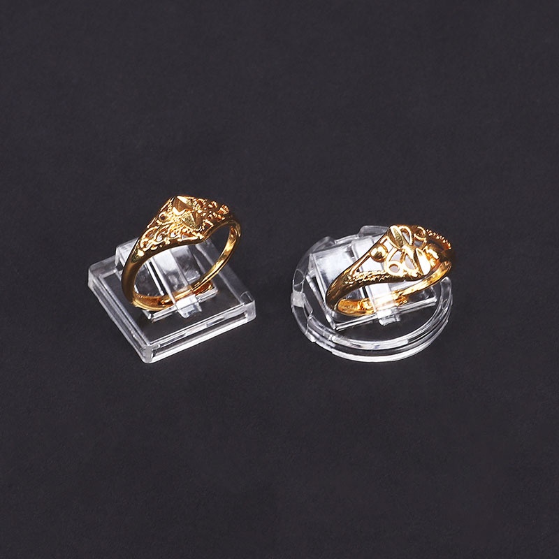 Khay Trưng Bày Nhẫn Hình Vuông / Tròn Mini Bằng Nhựa Trong Suốt Sắp Xếp