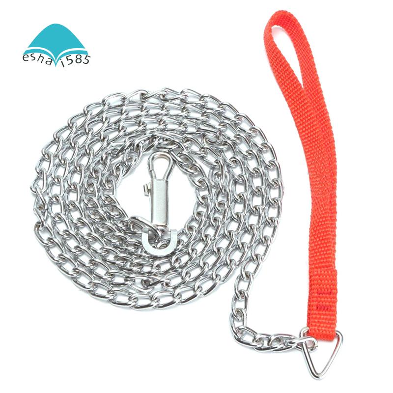 Dây Xích Kim Loại 1.6m Dắt Chó Đi Dạo Với Tay Cầm Màu Đỏ