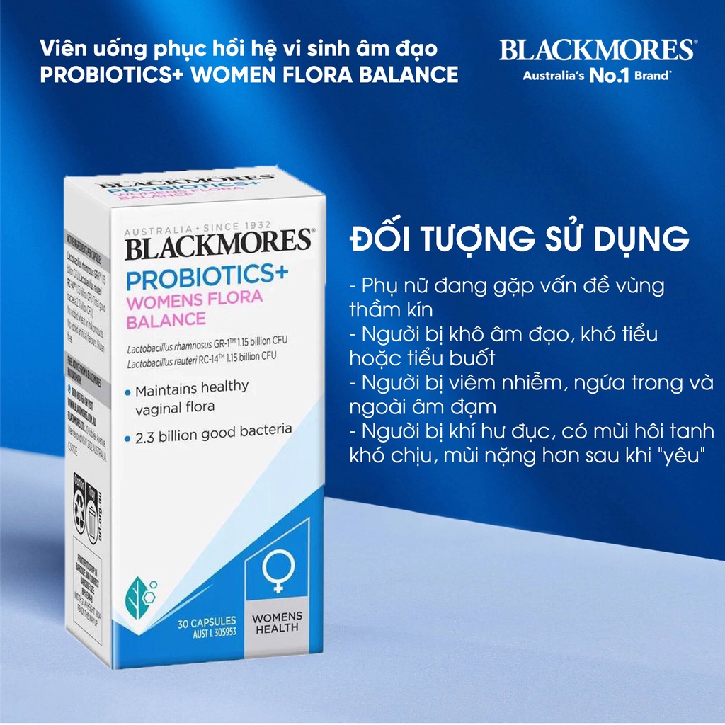 Viên uống phục hồi vệ sinh âm đạo Probiotics Womens Flora Balance Blackmores Úc 30viên