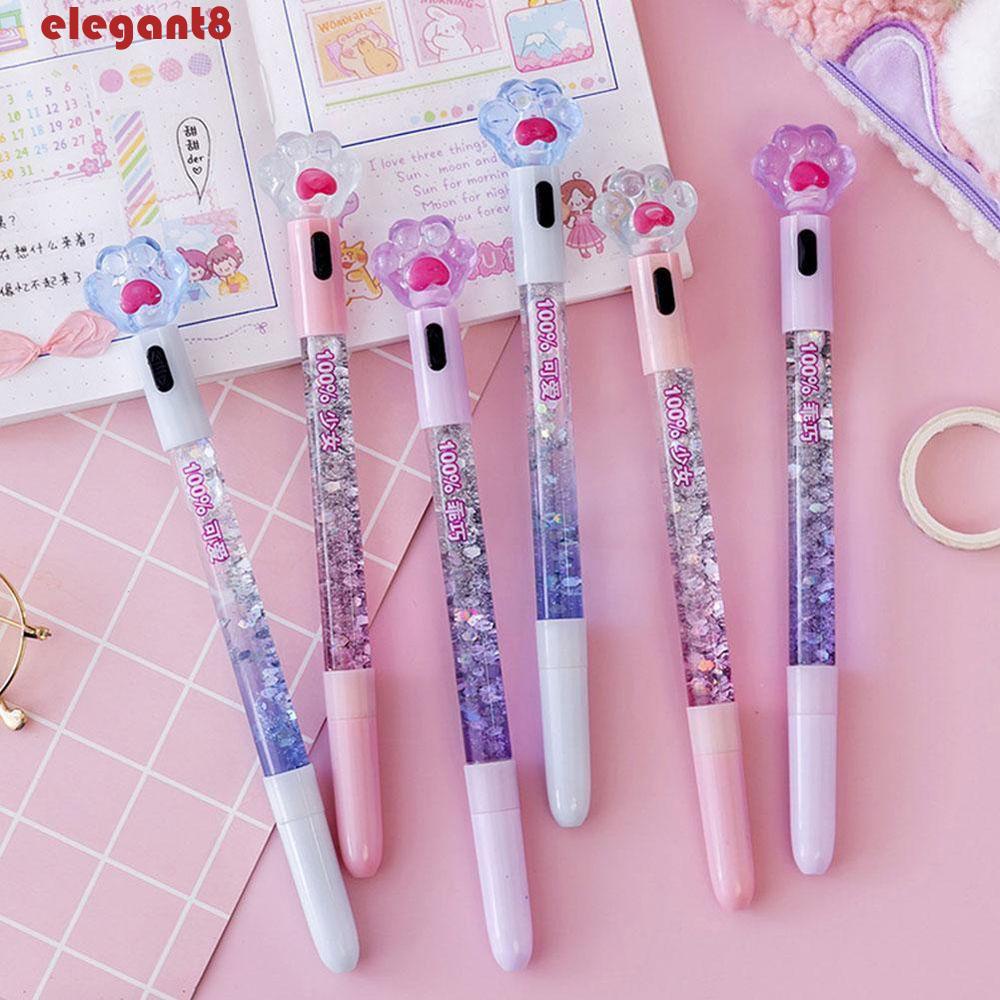 Bút Mực Gel Hình Chân Mèo Lấp Lánh Dành Cho Học Sinh|Bút Viết Hoạt Hình Có Đèn Led 0.38mm