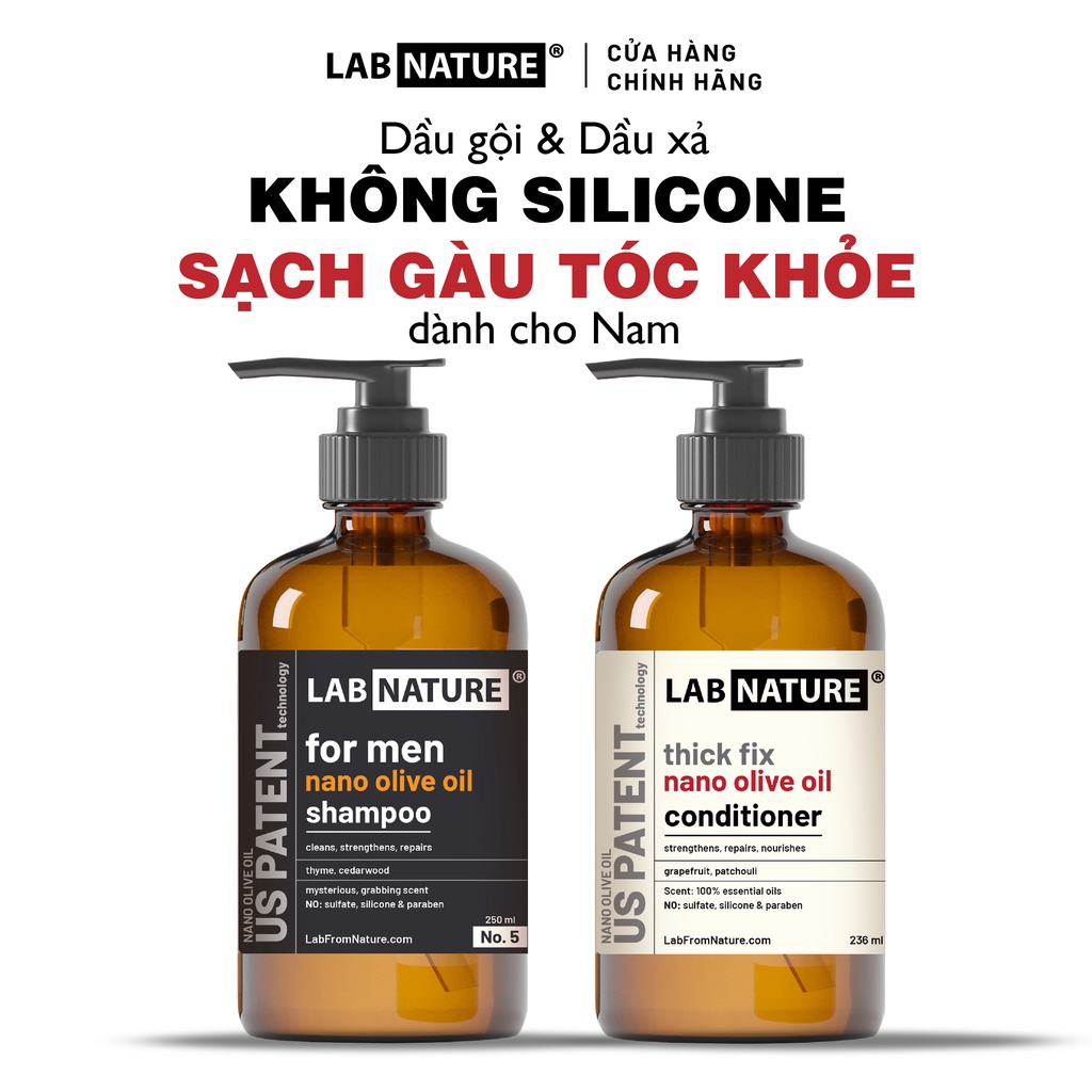 Combo gội xả  dành cho nam Lab Nature No.5 - Công nghệ Nano dầu Olive