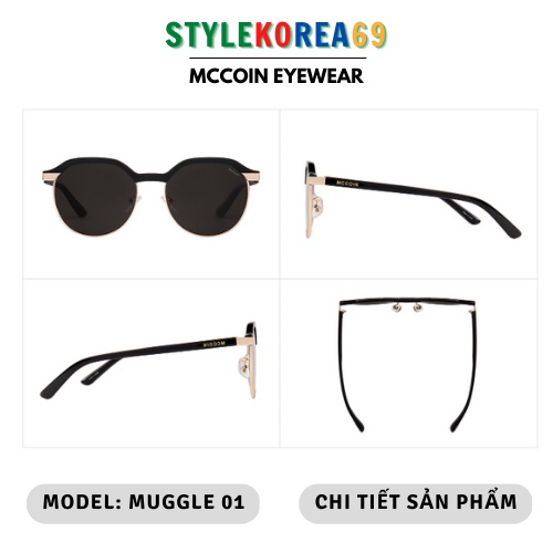 Kính râm unisex MCCOIN Muggle 01 Hàn Quốc, kính mát Mccoin thời trang chống UV thích hợp cả nam và nữ