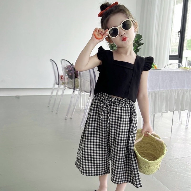 Set áo cánh tiên + quần lửng ống suông cho bé gái 10-25kg 67922