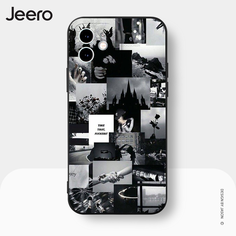 Ốp lưng JEERO đen chống bẩn ngộ nghĩnh độc lạ vintage dễ thương đẹp mềm Cho iPhone 15 14 13 12 11 Pro Max SE 2020 X XR XS 8 7 ip 6S 6 Plus kute HFE1776