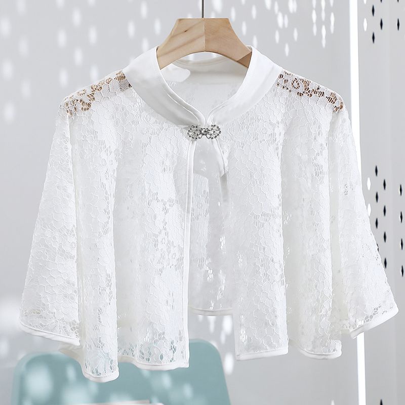 Áo Choàng che 0104 Vải Lụa Màu Bạc Phong Cách Retro Cho Nữ