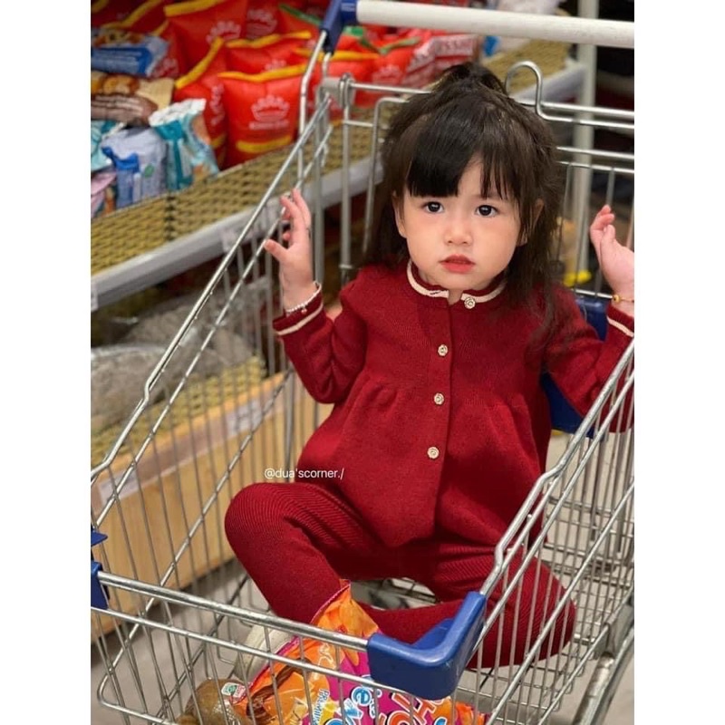 Bộ len dáng xoè hàng thiết kế happy kid cho bé