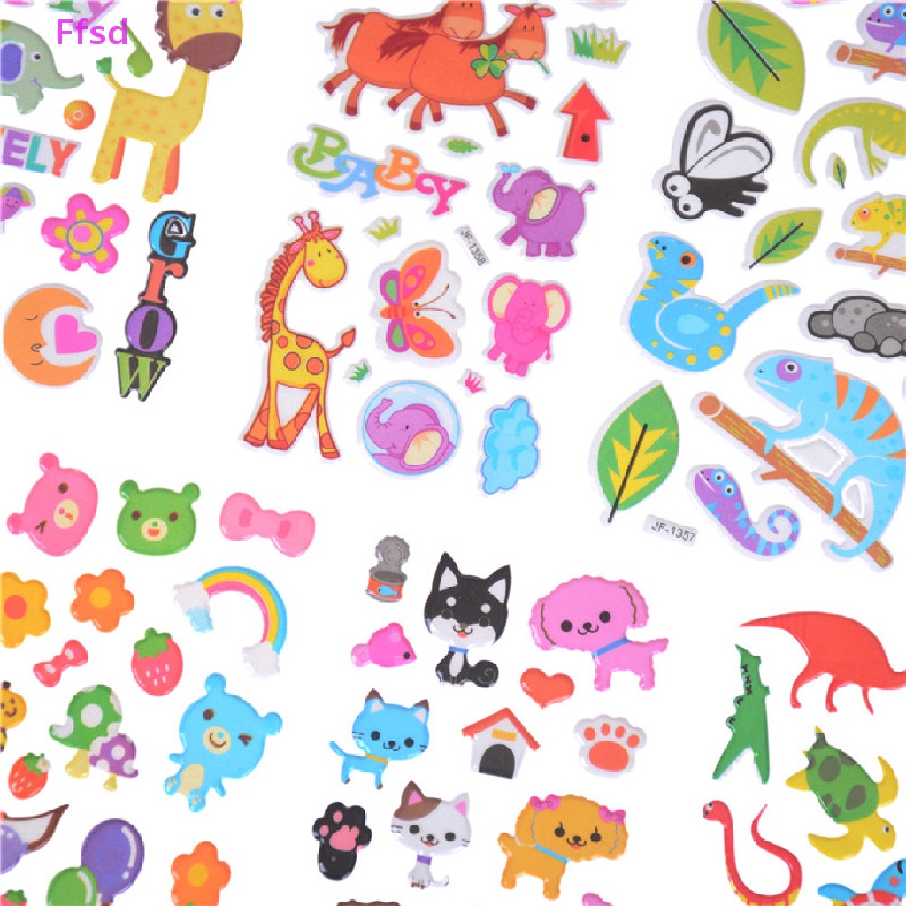 Bộ 6 Tấm Hình Dán Họa Tiết Động Vật Hoạt Hình Dễ Thương Dùng Làm Đồ Chơi Cho Bé