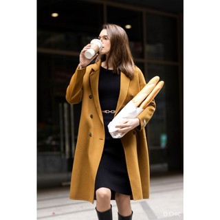Áo dạ Handmade dài basic túi cơi sườn chéo D.CHIC MS: 980261