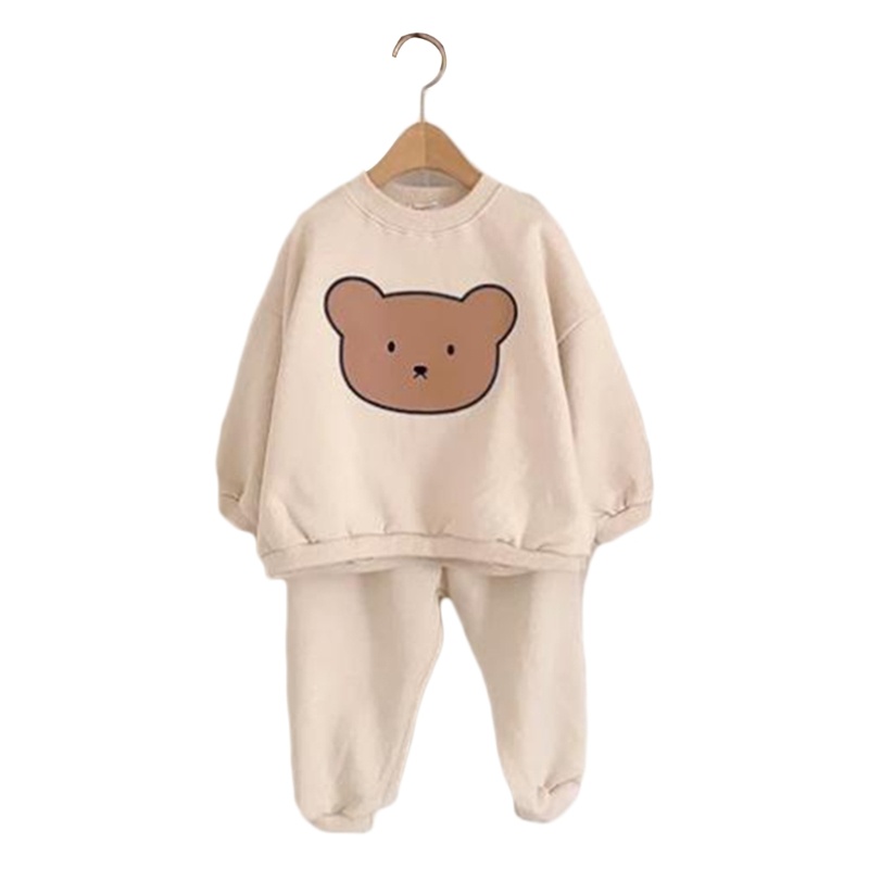 Áo Nỉ Dài Tay Cổ Tròn Kèm Quần Dài Thời Trang Thu Đông Cho Trẻ Em