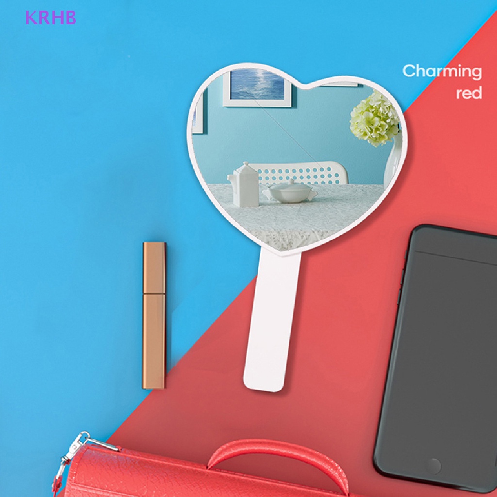 1 Gương Trang Điểm Cầm Tay Hình Trái Tim KRHB Kèm Tay Cầm Mới