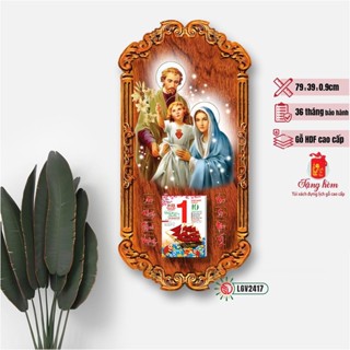 [Mẫu mới 2023  FreeShip] Lịch gỗ Công giáo Thánh Gia treo tường LGV2417