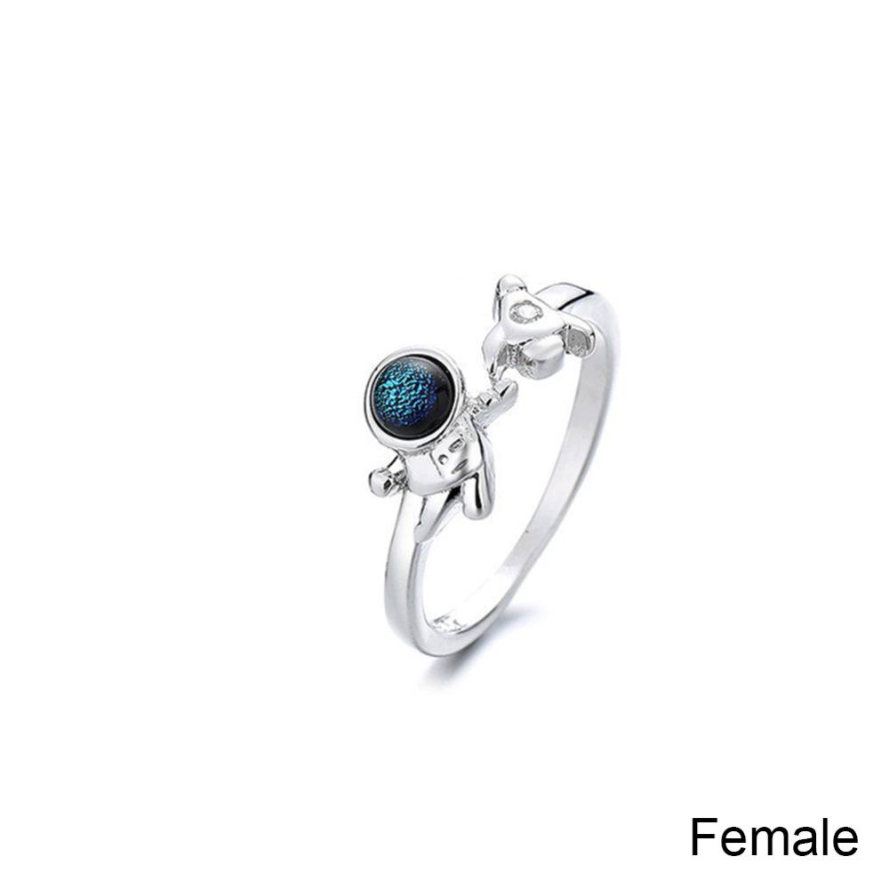 Nhẫn Cặp Đơn Giản Hình Phi Hành Gia Tráng Men Thời Trang Có Thể Điều Chỉnh Cho Cặp Đôi H7R5
