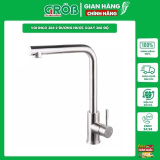 Vòi rửa grob gf-304sr3 - vòi inox 304 2 đường nước xoay 360 độ