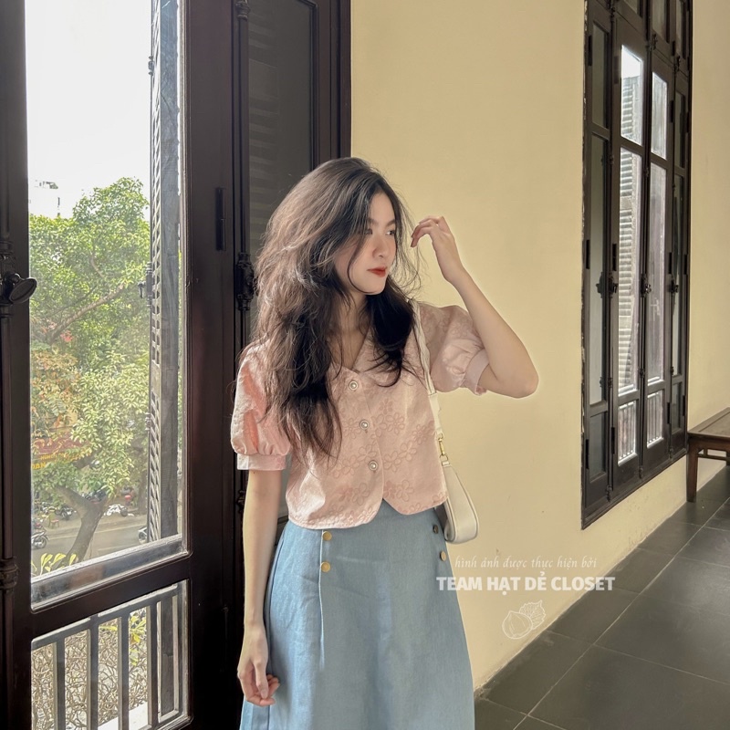 Áo sơ mi MAI chất gấm form dáng croptop 🌼