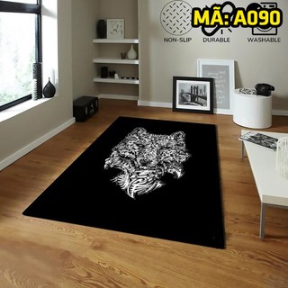 Thảm Trang Trí Sói đầu đàn đen trắng vintage Decor Góc Học Tập Làm Việc Phòng Ngủ Phòng Khách Văn Phòng