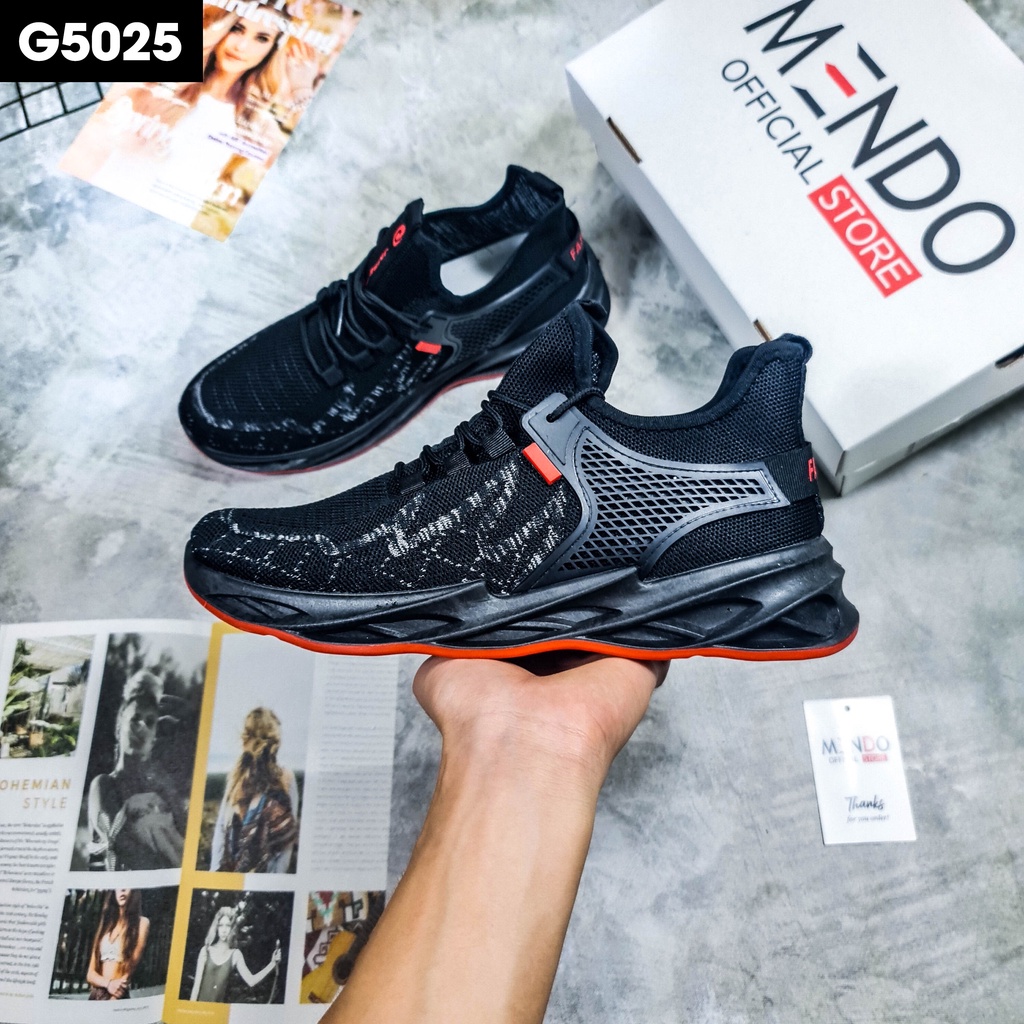 Giày Thể Thao Nam MENDO - Giày Sneaker Màu Đen - Xám, Phù Hợp Đi Chơi, Thể Dục Thể Thao - G5025