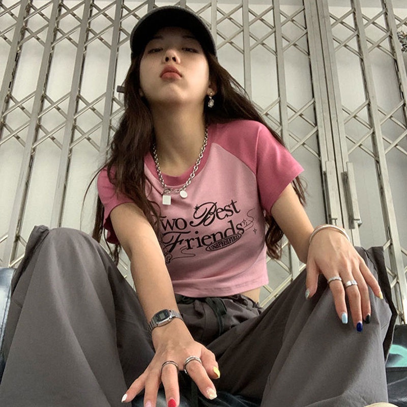 Áo Thun Croptop Dáng Ôm Phong Cách Thời Trang Retro 2023 Mới