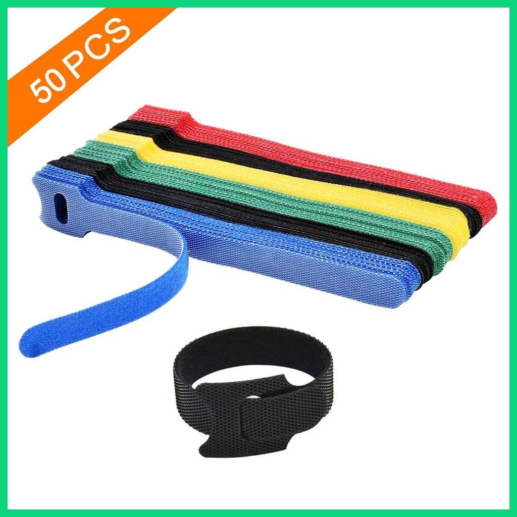 Set 50 Dây Buộc Cáp Nylon Tái Sử Dụng Nhiều Màu Sắc