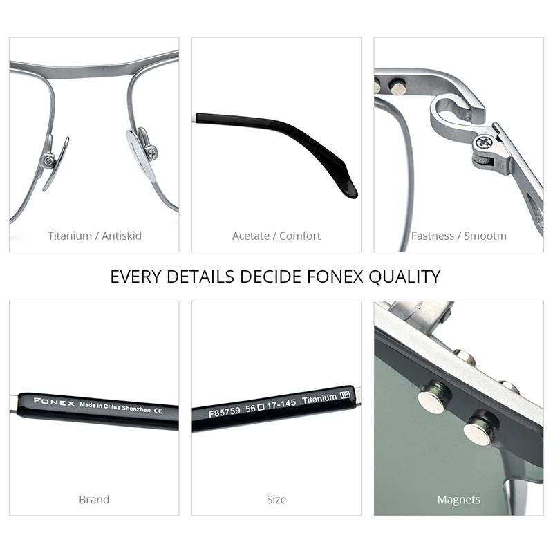 Kính Mát Nam Châm Tròng Vuông Phân Cực FONEX F85759